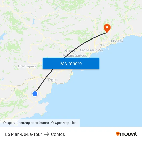 Le Plan-De-La-Tour to Contes map