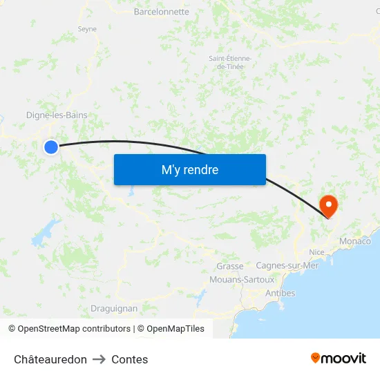 Châteauredon to Contes map