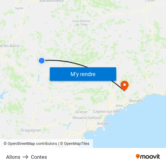 Allons to Contes map