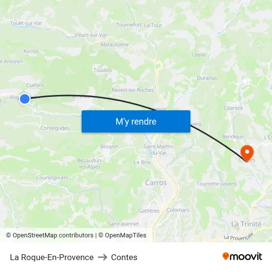 La Roque-En-Provence to Contes map