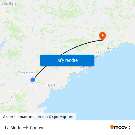 La Motte to Contes map
