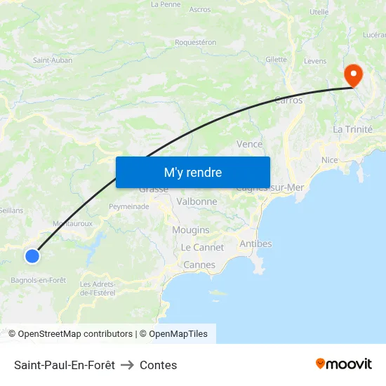 Saint-Paul-En-Forêt to Contes map
