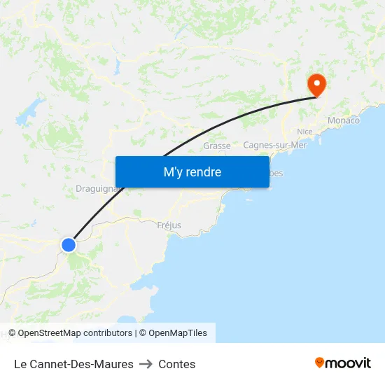 Le Cannet-Des-Maures to Contes map