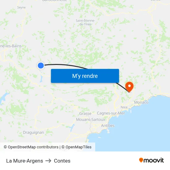 La Mure-Argens to Contes map