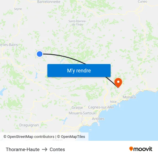 Thorame-Haute to Contes map