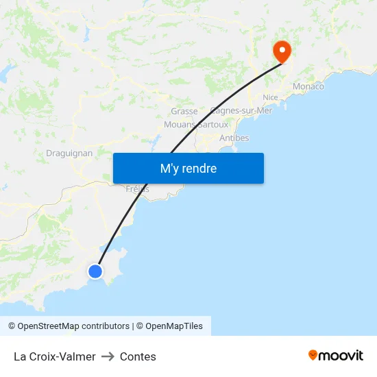 La Croix-Valmer to Contes map