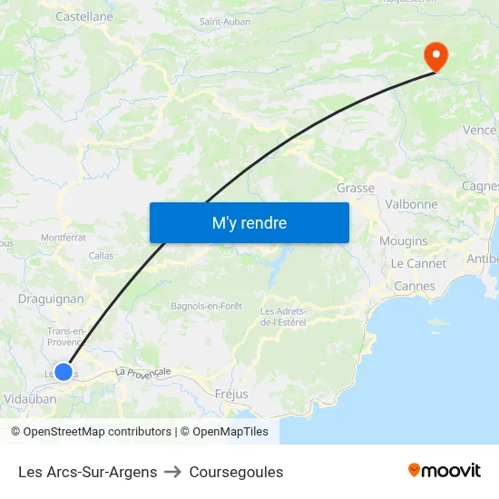 Les Arcs-Sur-Argens to Coursegoules map