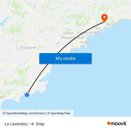 Le Lavandou to Drap map