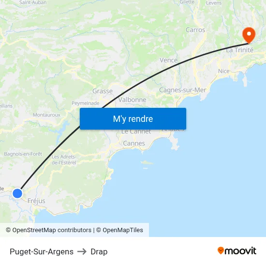 Puget-Sur-Argens to Drap map