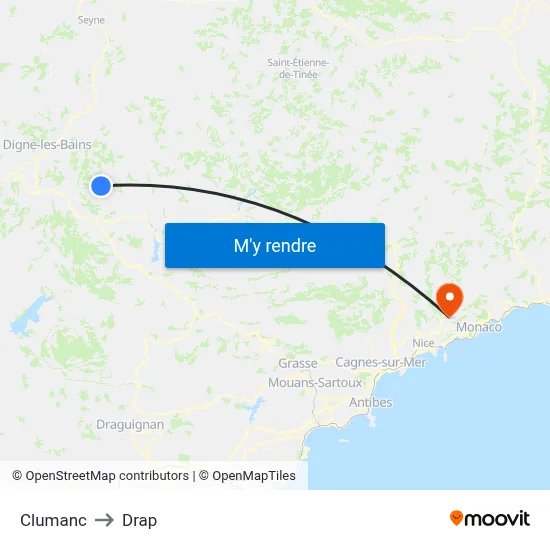 Clumanc to Drap map
