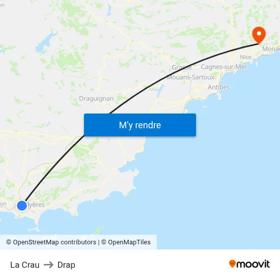 La Crau to Drap map