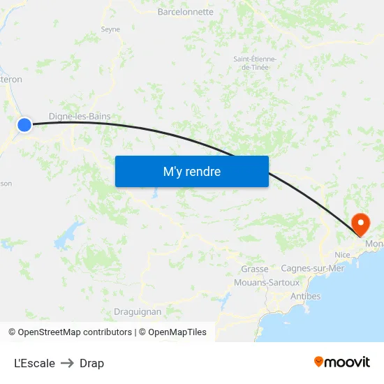 L'Escale to Drap map