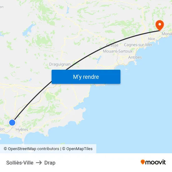Solliès-Ville to Drap map