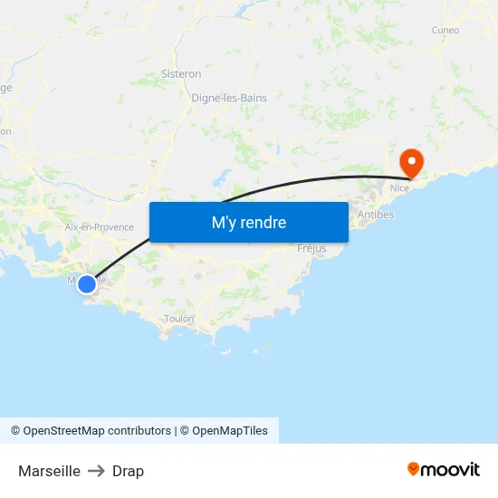 Marseille to Drap map