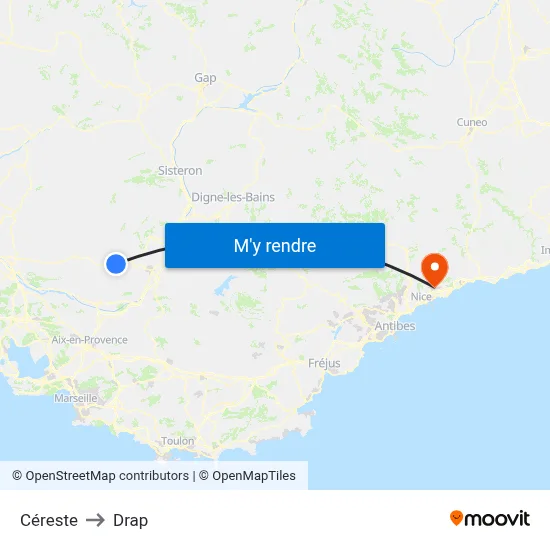 Céreste to Drap map