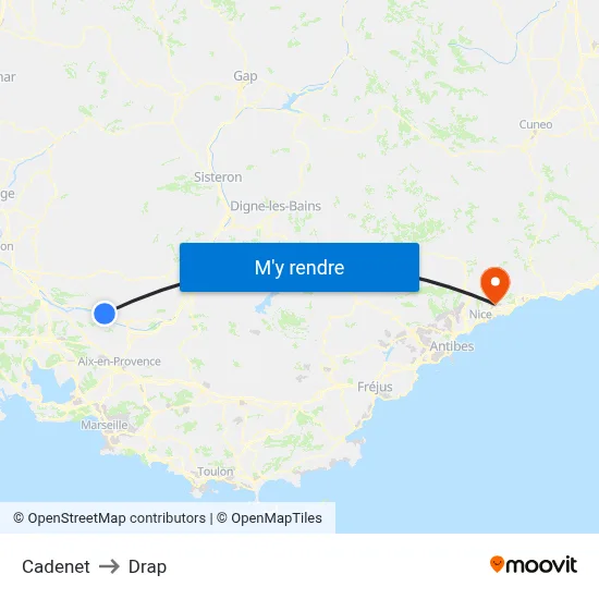 Cadenet to Drap map