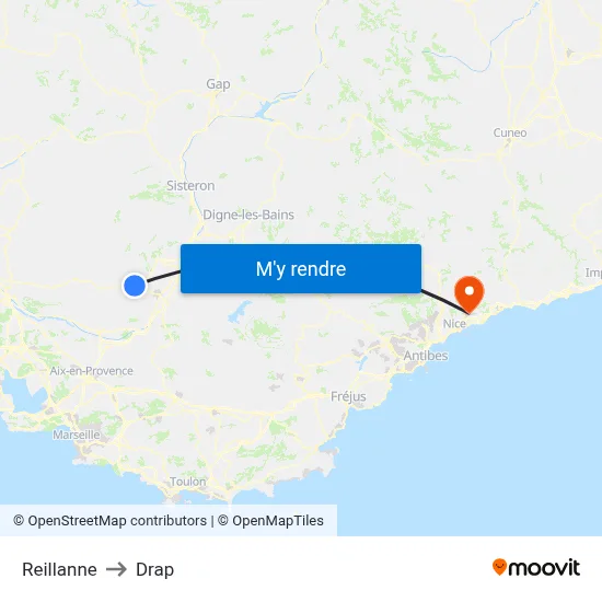 Reillanne to Drap map