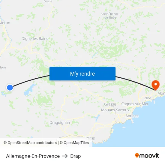 Allemagne-En-Provence to Drap map