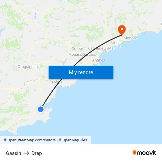 Gassin to Drap map