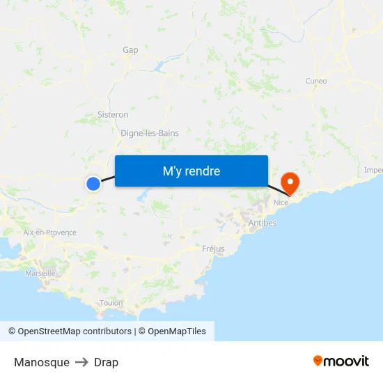 Manosque to Drap map