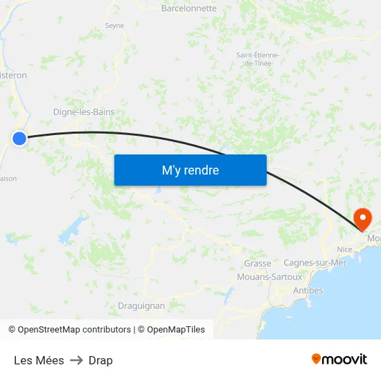 Les Mées to Drap map