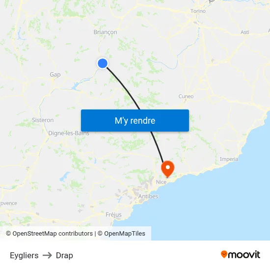 Eygliers to Drap map