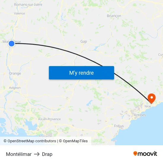 Montélimar to Drap map