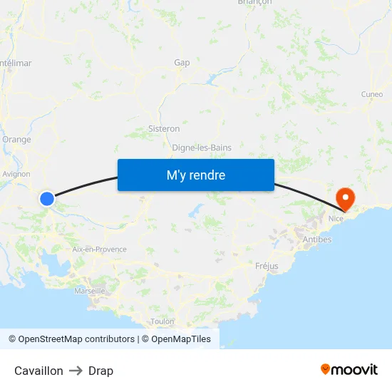 Cavaillon to Drap map