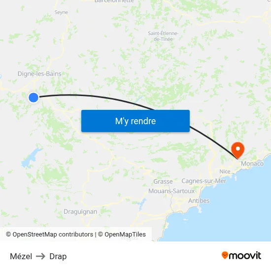 Mézel to Drap map
