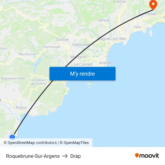 Roquebrune-Sur-Argens to Drap map