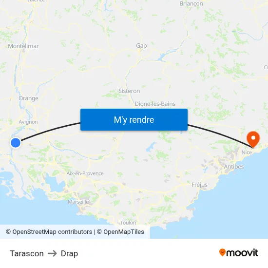 Tarascon to Drap map