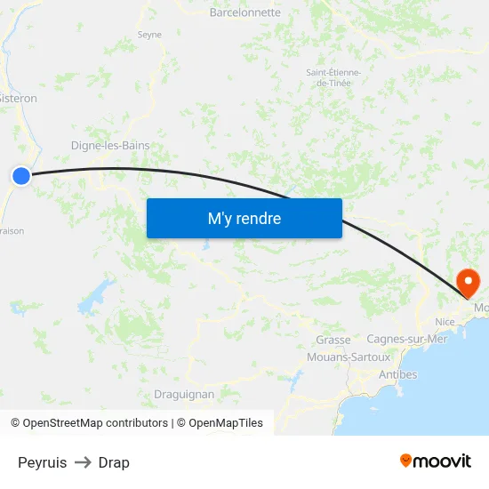 Peyruis to Drap map