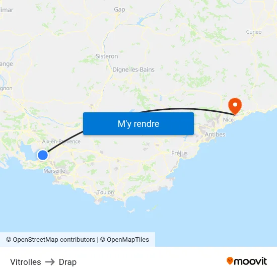Vitrolles to Drap map