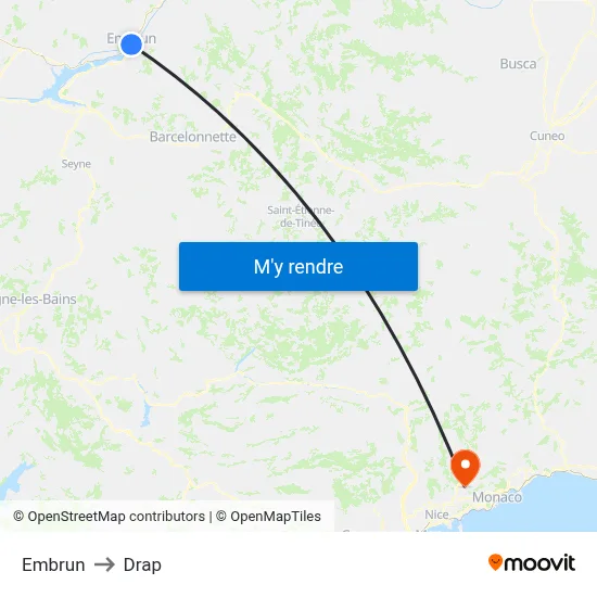 Embrun to Drap map