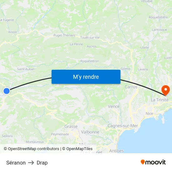 Séranon to Drap map