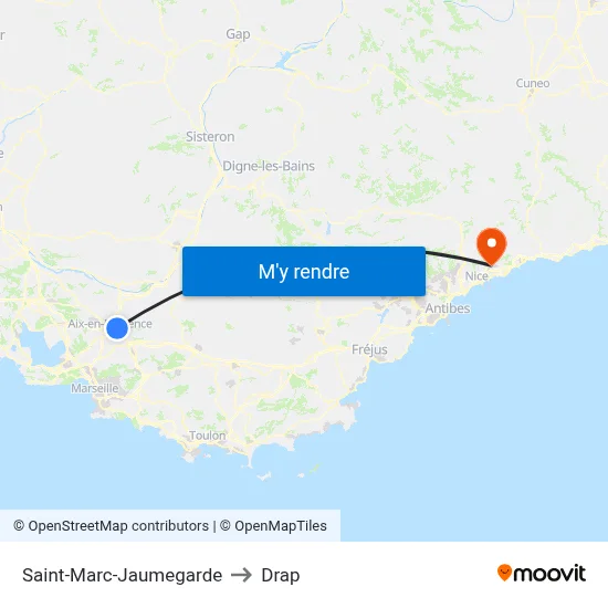 Saint-Marc-Jaumegarde to Drap map