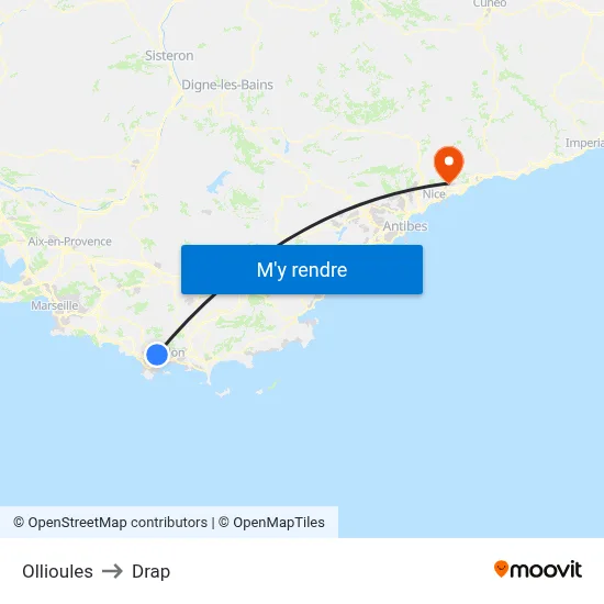 Ollioules to Drap map