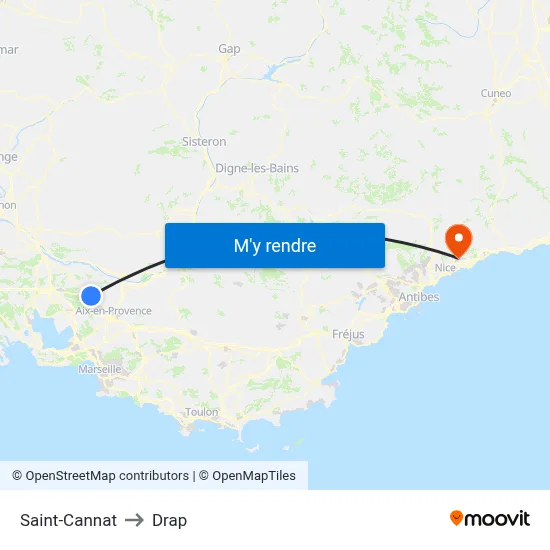 Saint-Cannat to Drap map