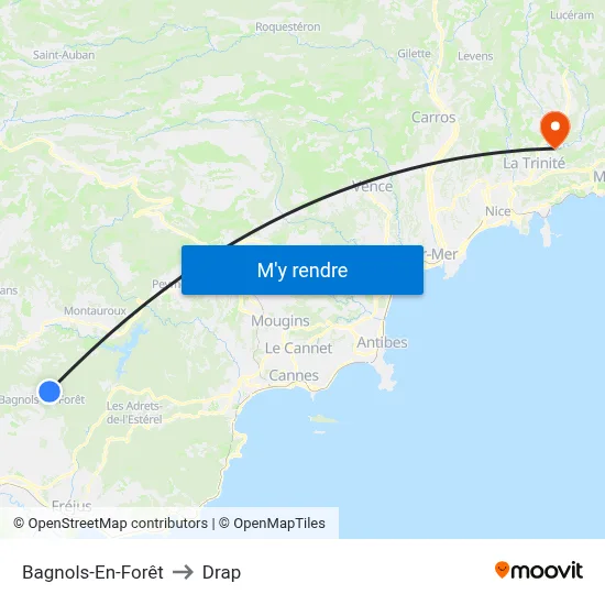 Bagnols-En-Forêt to Drap map