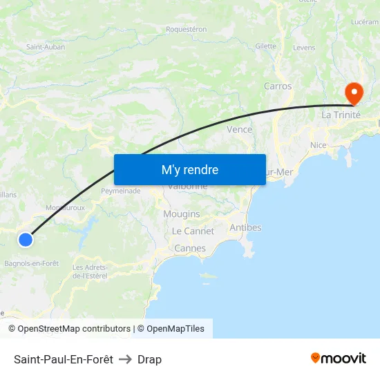 Saint-Paul-En-Forêt to Drap map