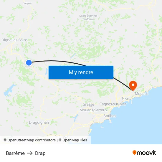 Barrême to Drap map