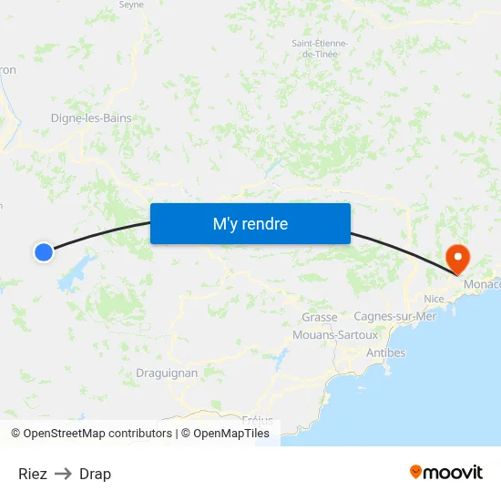 Riez to Drap map