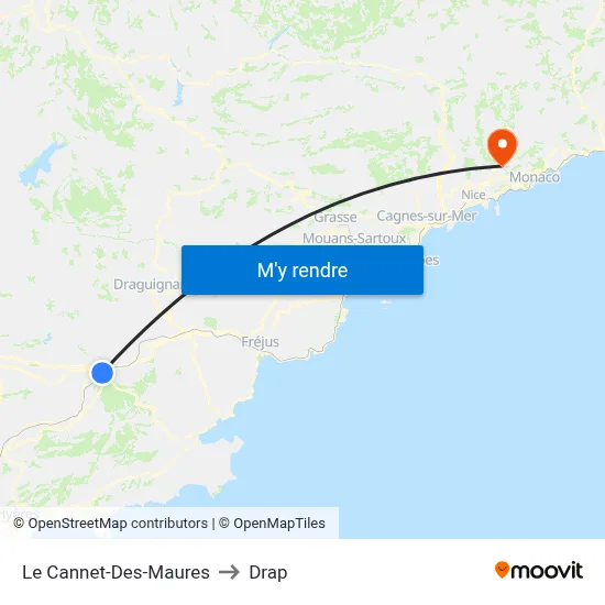 Le Cannet-Des-Maures to Drap map