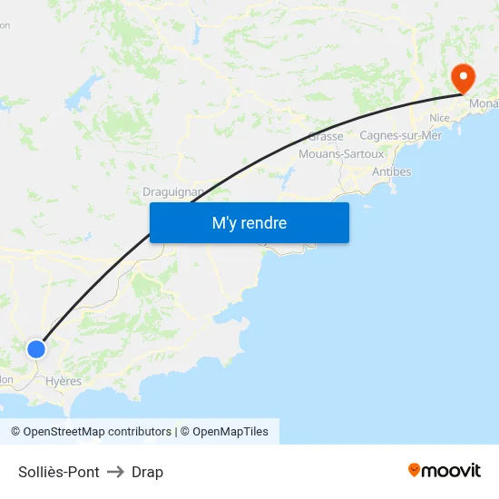 Solliès-Pont to Drap map