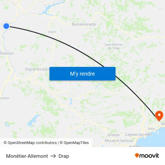 Monêtier-Allemont to Drap map