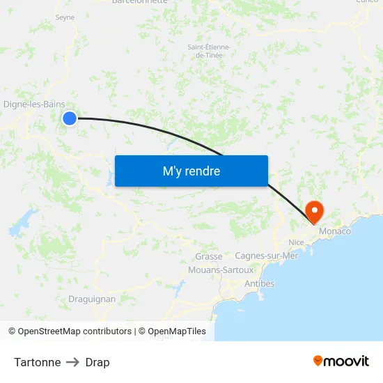 Tartonne to Drap map