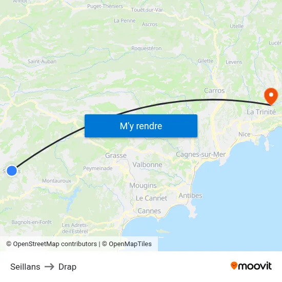 Seillans to Drap map