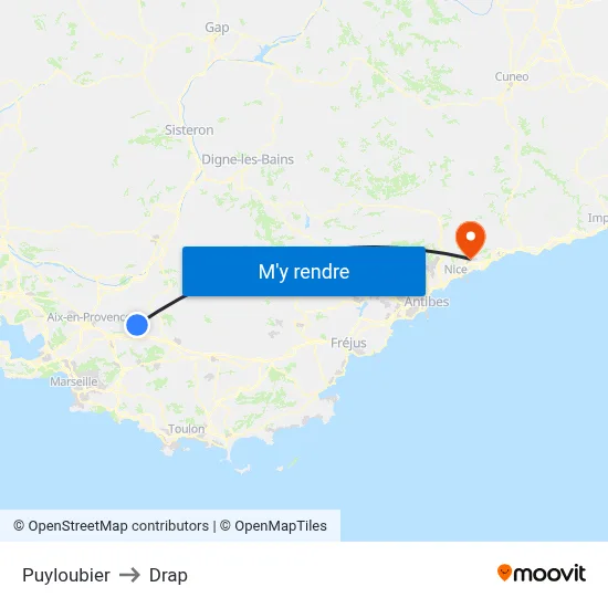 Puyloubier to Drap map