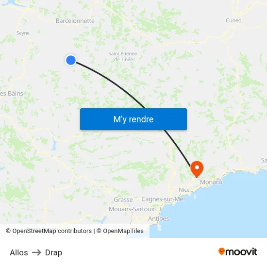 Allos to Drap map