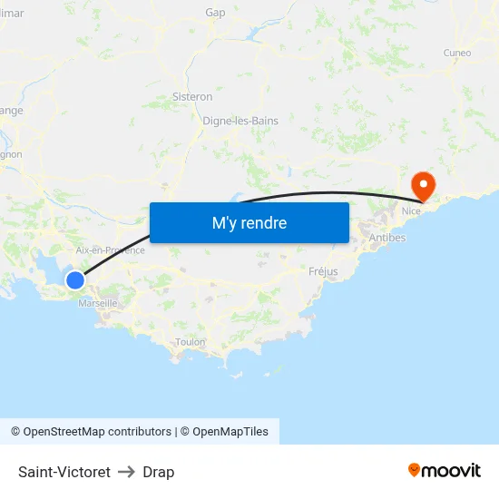 Saint-Victoret to Drap map